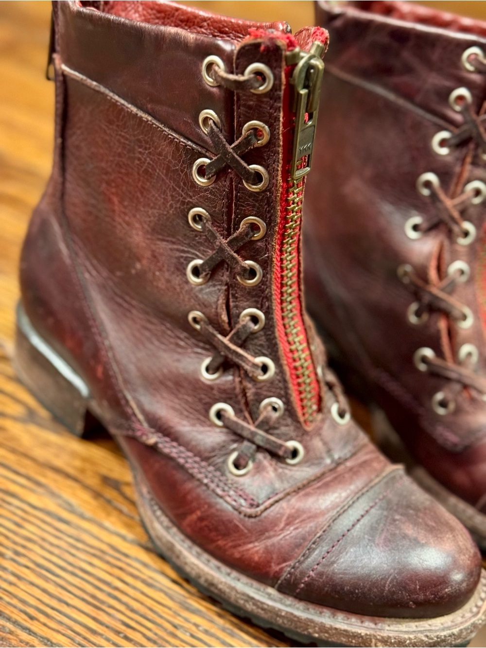 Freebird Liverpool Burgundy Leather Ankle Boots with Zip